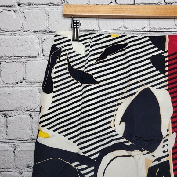 Worth 100% Silk Black White Red Straight Skirt Size 6 - Picture 4 of 13